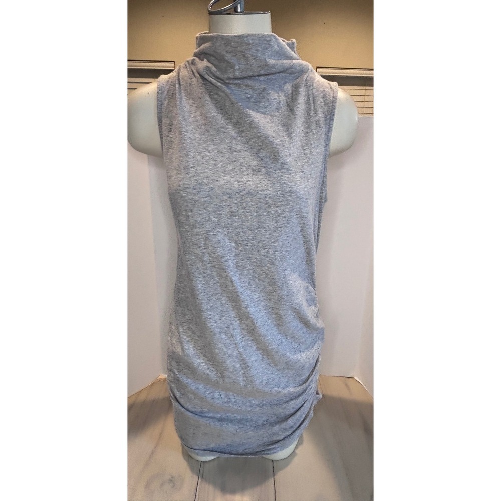 A Pea in the Pod Gray Heather Ruched Sleeveless Funnel Neck Maternity Top L
